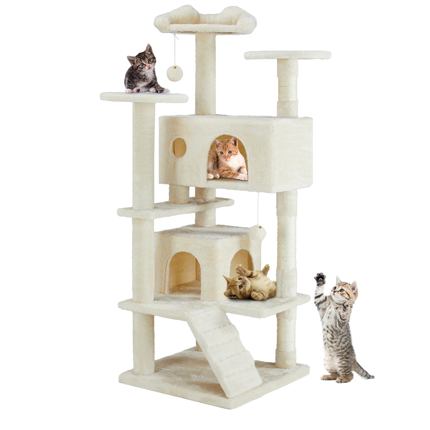 JHK 54” Tall Multi-Level Cat Tree Tower – Indoor Cat Playground with Sisal Scratching Posts, Cozy Condo, Perches & Sturdy Base