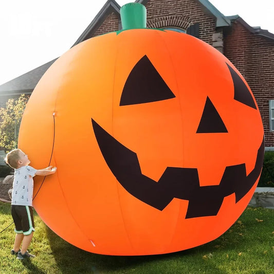 10 FT Halloween Inflatable Giant Pumpkin with Rotating LEDs – Outdoor Front Lawn & Garden Decoration for Seasonal Yard