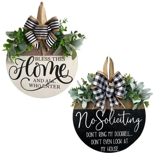Wooden Wreath Pendant Welcome Sign