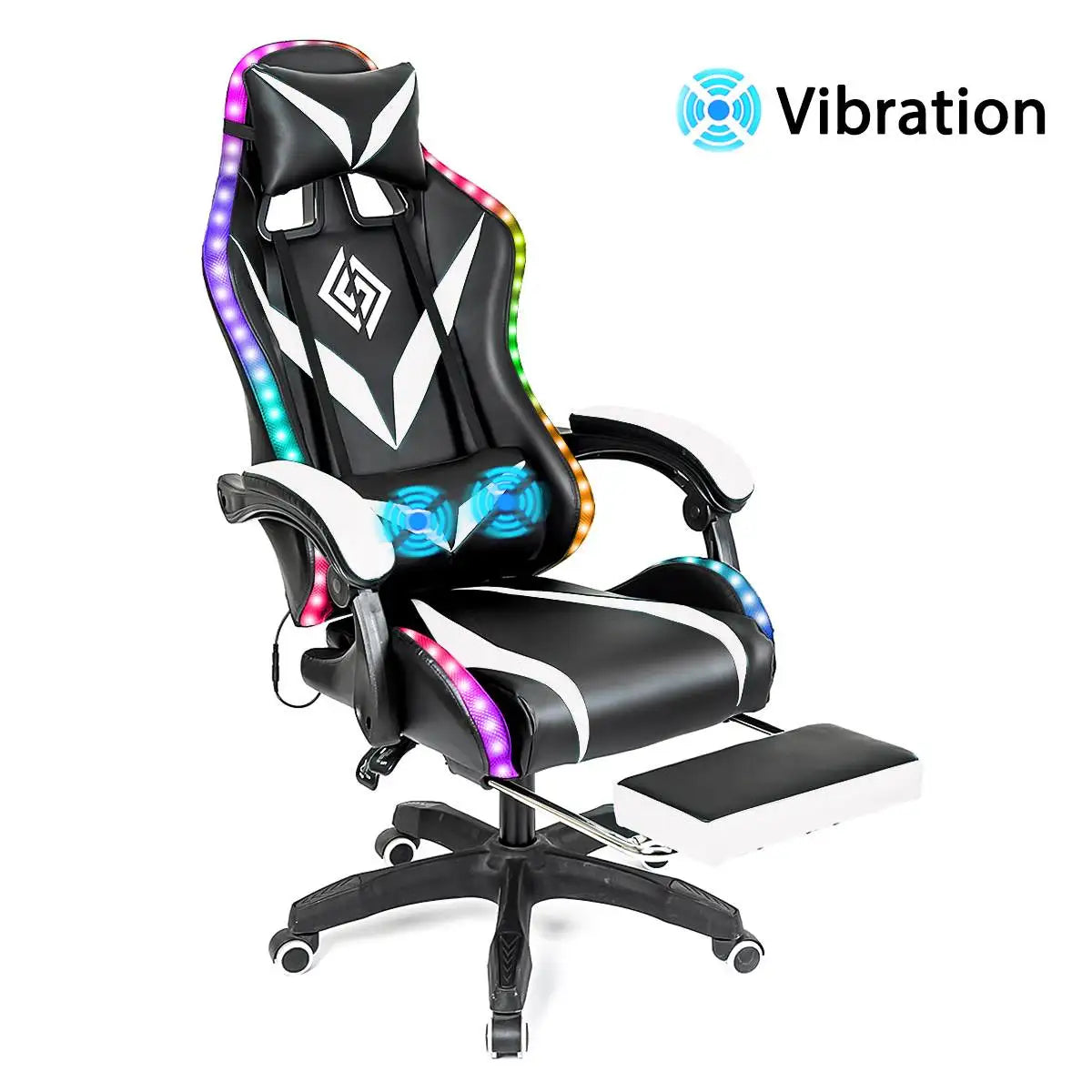 135 Degrees Gaming Chair Recliner With Bluetooth Speaker and Ergonomic Swivel 2 Point Massage