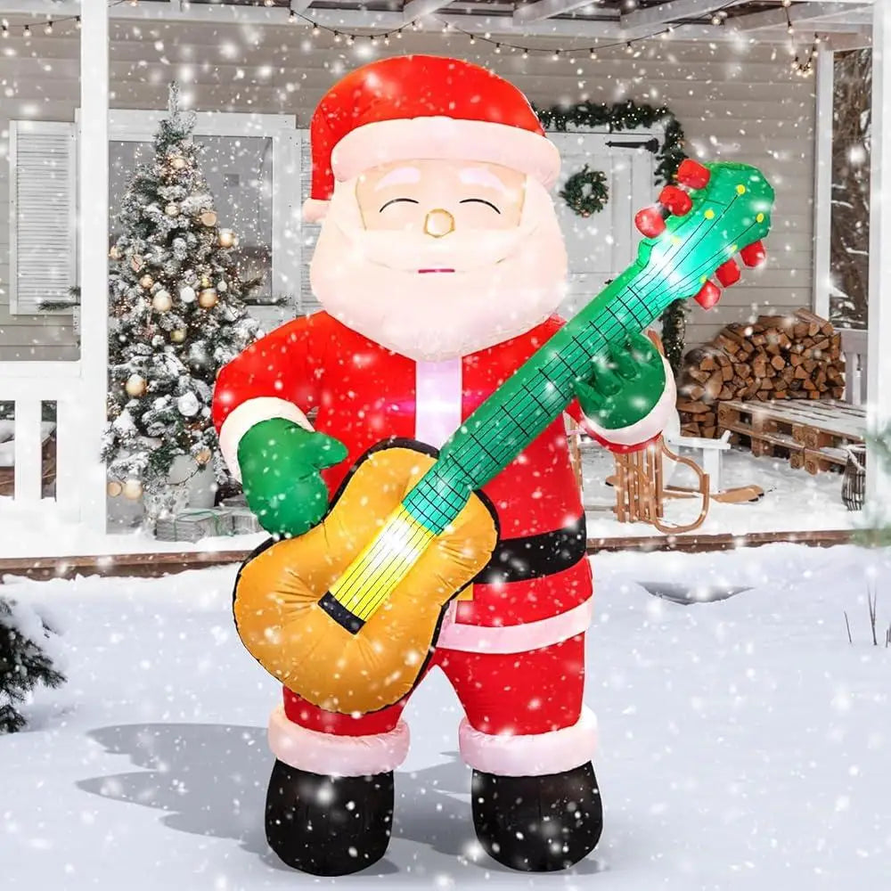 π
 6.5FT Inflatable Santa Claus with Guitar β LED Lighted Christmas Decoration for Outdoor Holiday Fun πΈβ¨