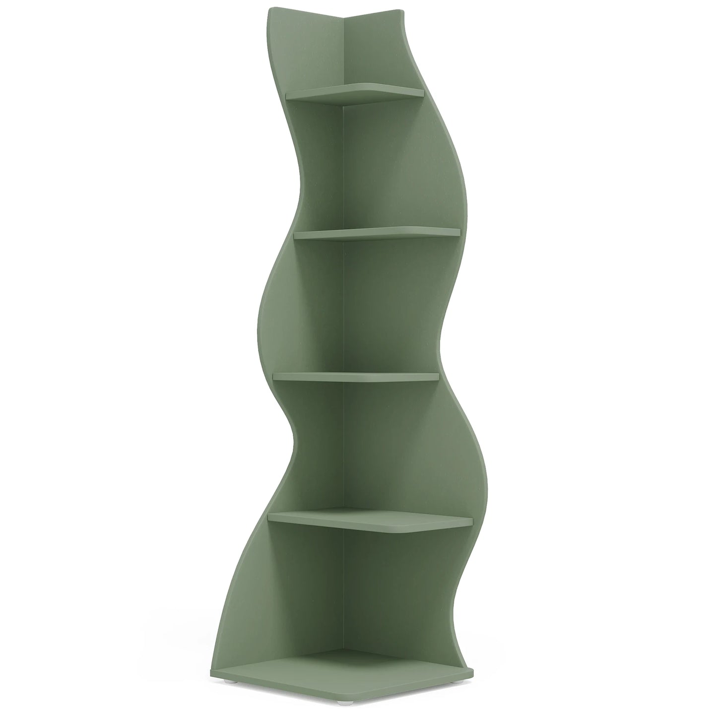 Modern 5-Tier White Corner Shelf – Stylish Sea Grass-Inspired Design, Adjustable Shelves for Home & Office Storage