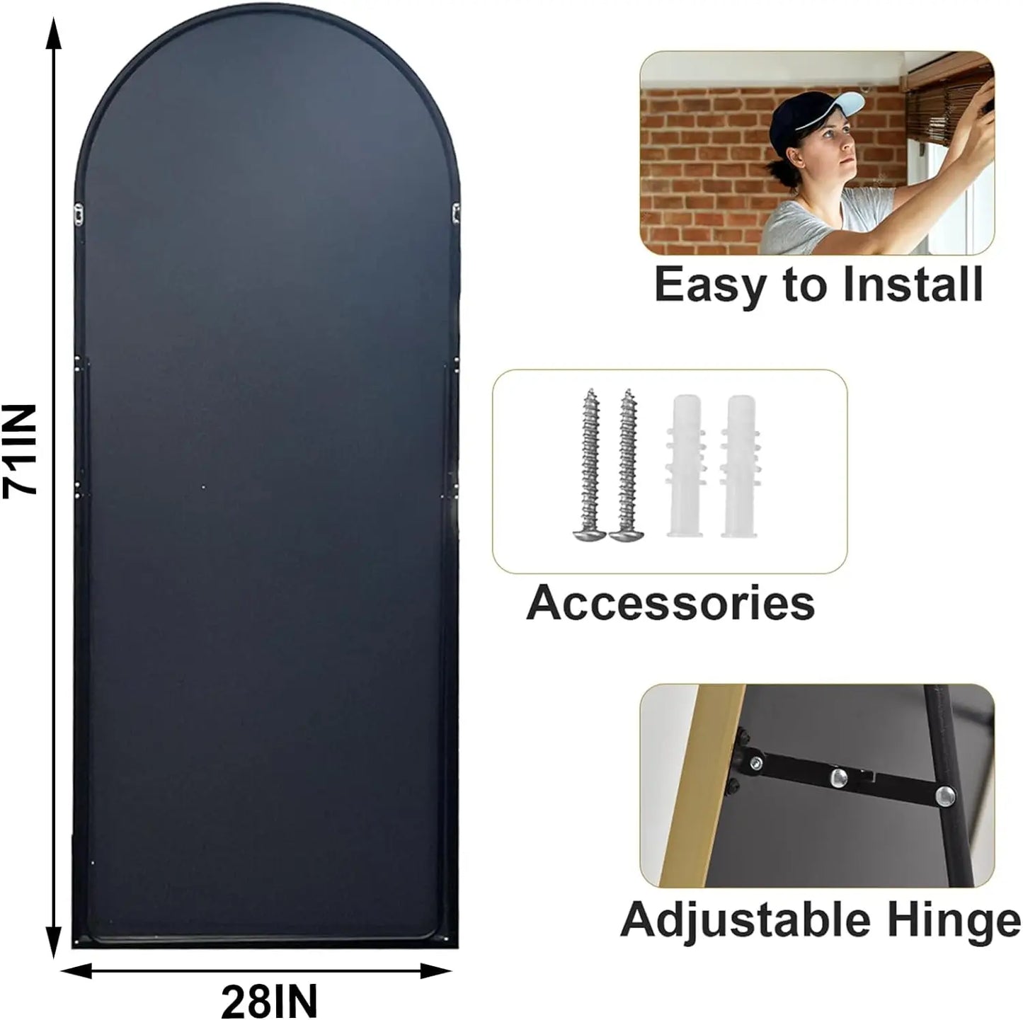 26" x 71" Full Length Mirror - Aluminum Alloy Frame Full Body Mirror