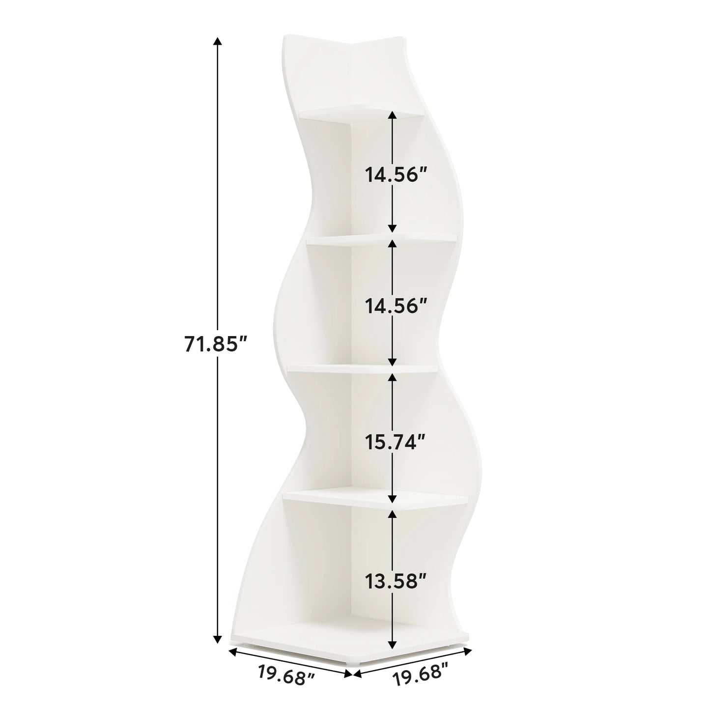 Modern 5-Tier White Corner Shelf – Stylish Sea Grass-Inspired Design, Adjustable Shelves for Home & Office Storage