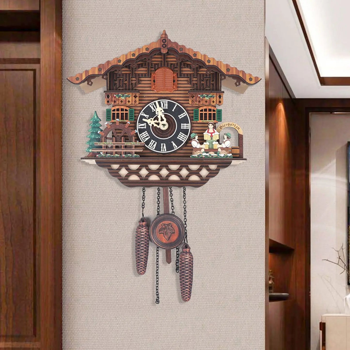 Creative Bird Cuckoo Wall Clock with Swing & Auto-Flapping Wings – Wooden Quartz Home Decor (Battery Operated)
