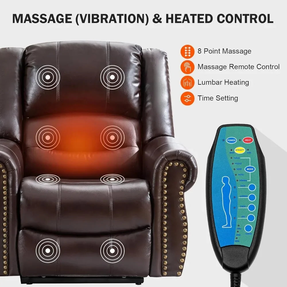 Dual Motor Lay Flat Lift Recliner Chair with Massage and Heat