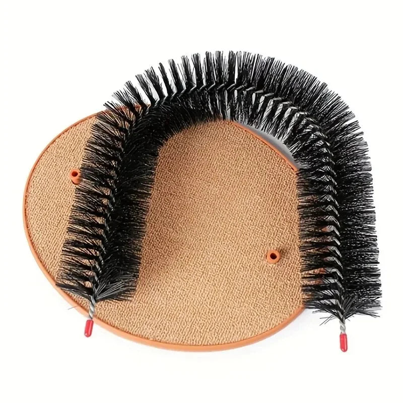 Cat Grooming Arch with Massage Brush & Scratching Pad – Interactive Self-Groomer and Pampering Toy for Cats