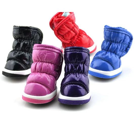 4PCS Pet Dog Winter Rain Shoes – Waterproof Snow Boots for Small & Medium Dogs, Anti-Slip Puppy Footwear