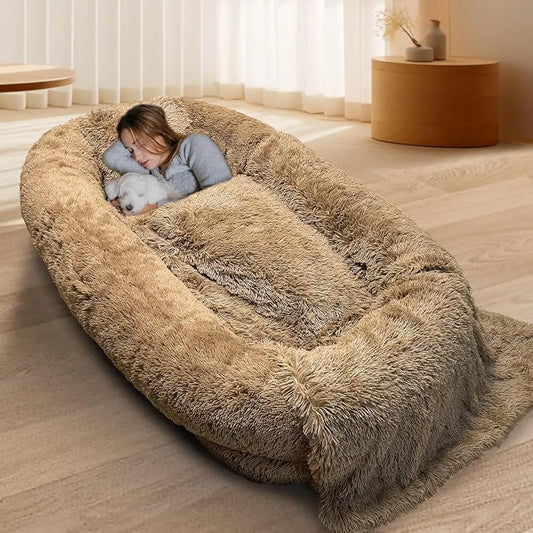 Oversized Human Dog Bed for Adults – 74.8"x47.3"x13.8" Giant Lounger for People & Pets, Removable & Washable Cover