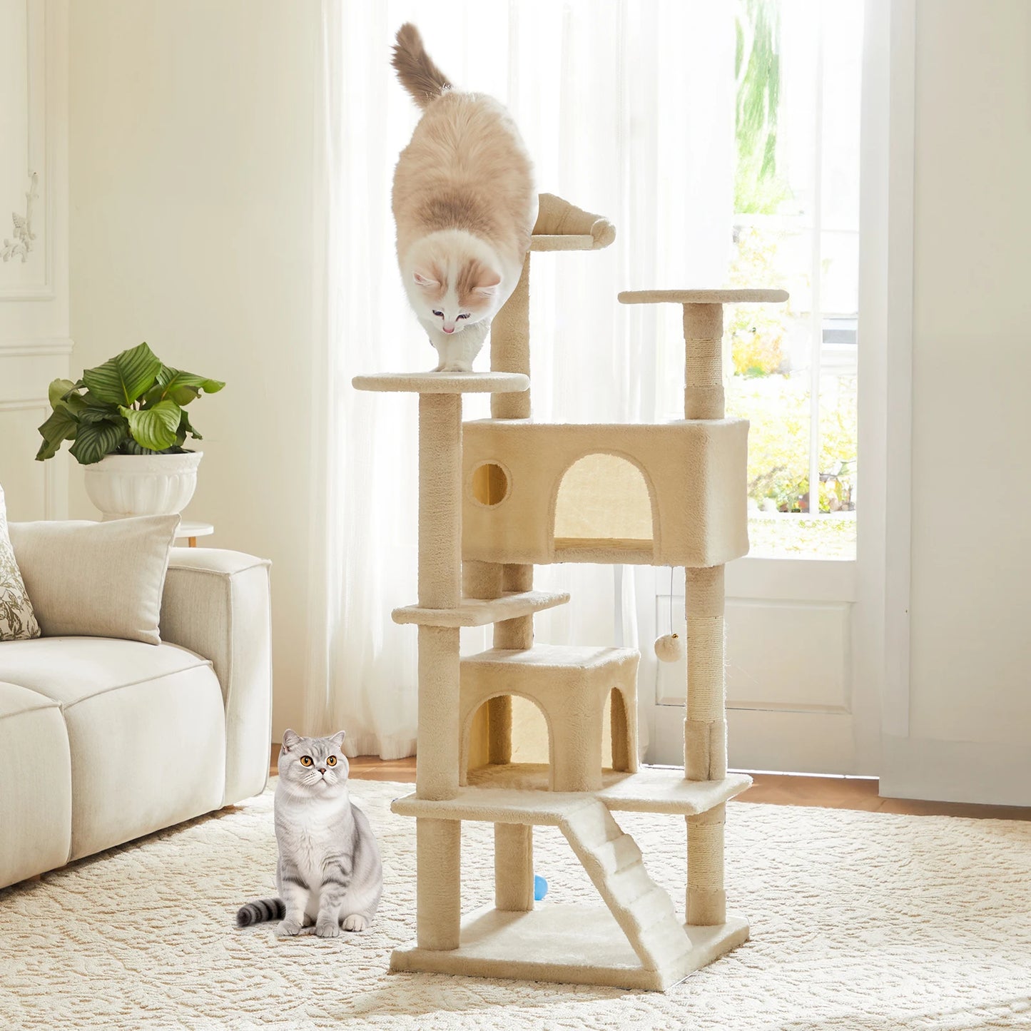 JHK 54” Tall Multi-Level Cat Tree Tower – Indoor Cat Playground with Sisal Scratching Posts, Cozy Condo, Perches & Sturdy Base
