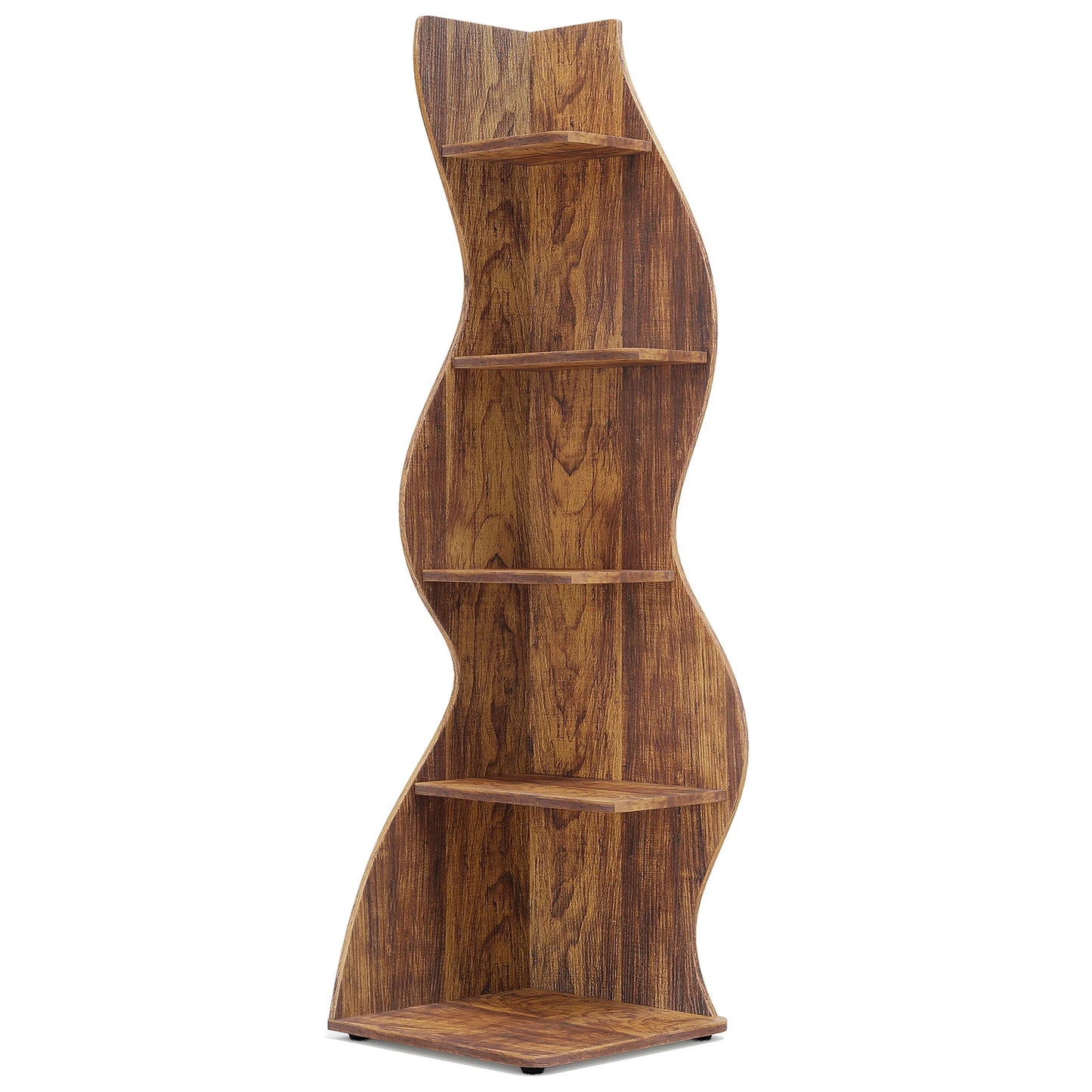Modern 5-Tier White Corner Shelf – Stylish Sea Grass-Inspired Design, Adjustable Shelves for Home & Office Storage