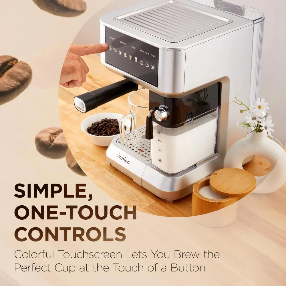 58mm Espresso Coffee Machine for Home – Single Serve Cappuccino & Espresso Maker with Milk Frother | Barista-Style Brewing