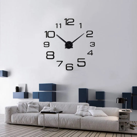 Creative Digital Large Mirrored Number DIY Wall Clock