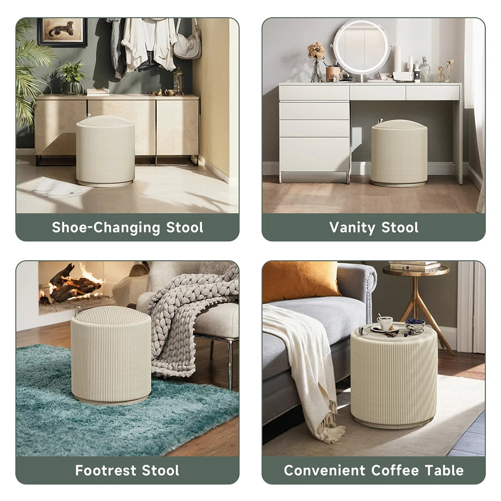 Round Storage Stool / Ottoman Organizer Chair
