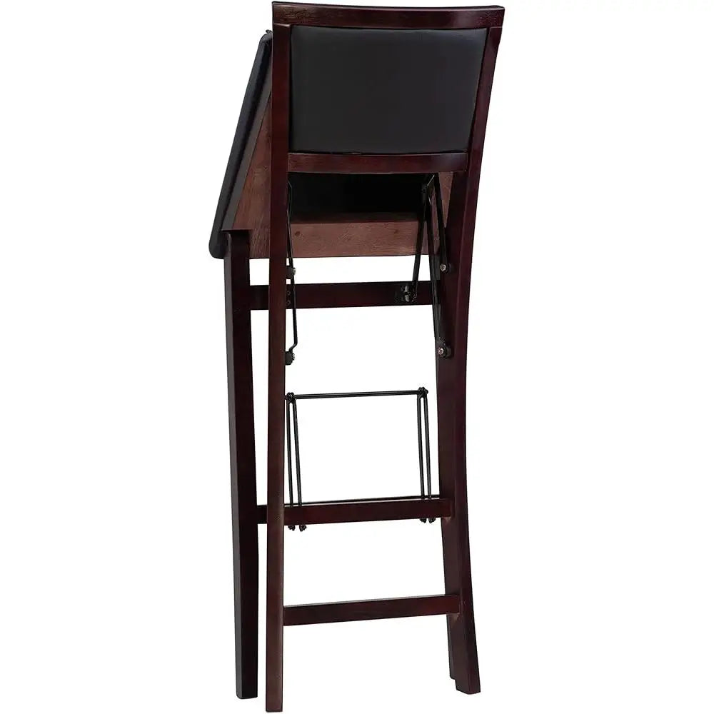 Folding Bar Stool – Faux Leather Seat, Compact Storage, Sturdy Build