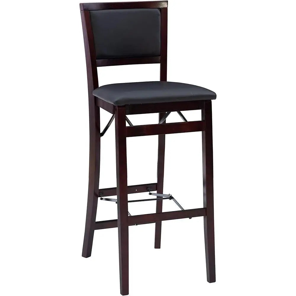 Folding Bar Stool – Faux Leather Seat, Compact Storage, Sturdy Build