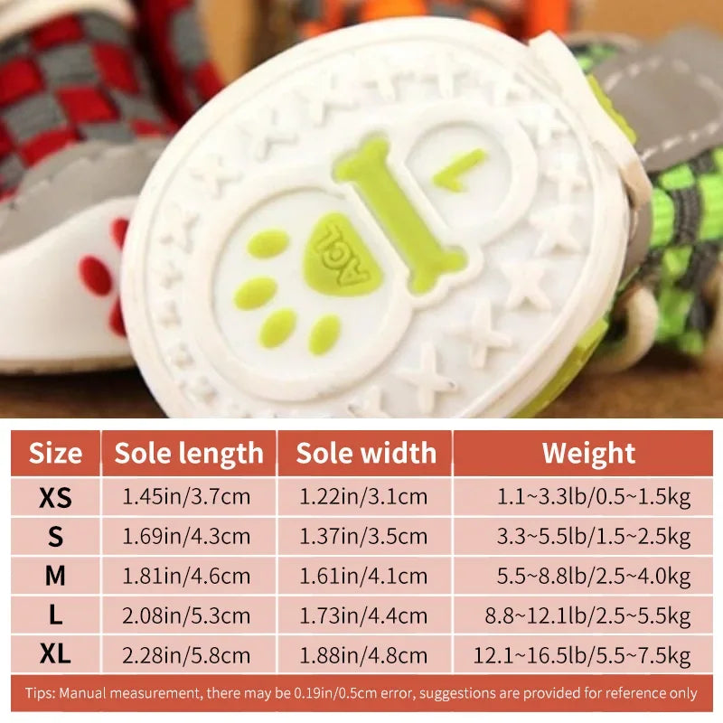 Set of 4 Breathable Dog Shoes for Small Dogs – Soft Sole Anti-Drop Summer Pet Booties for Puppies & Teddy Breeds