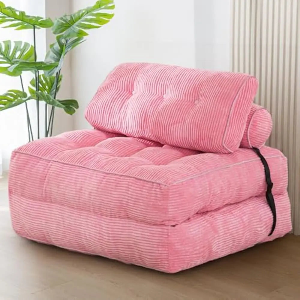 Folding Sofa Bed – Portable Sleeper Chair with Pillow & Mattress, Back Support, Comfy Floor Sofa Lounge