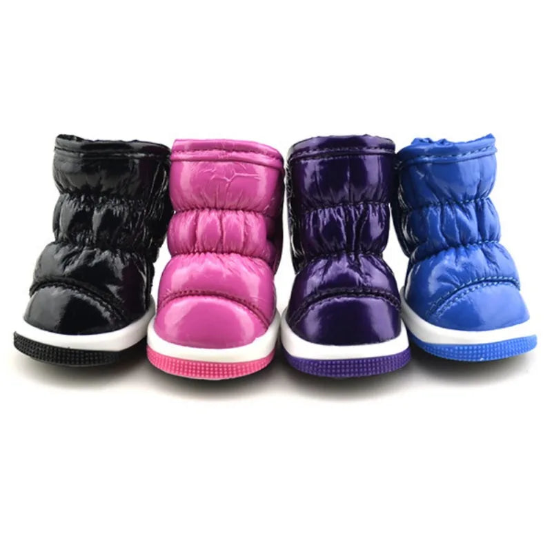 4PCS Pet Dog Winter Rain Shoes – Waterproof Snow Boots for Small & Medium Dogs, Anti-Slip Puppy Footwear