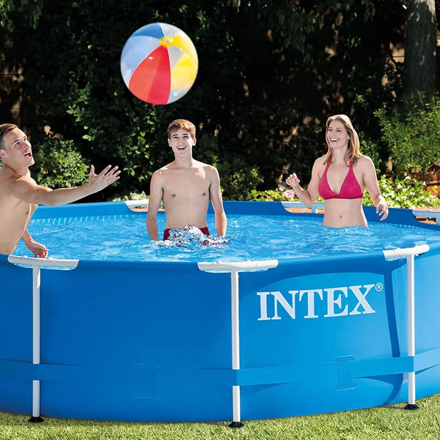 28200EH 10ft x 30in Round Above Ground Metal Frame Pool – 4-Person Outdoor Swimming Pool with Easy Setup (Pump Not Included)