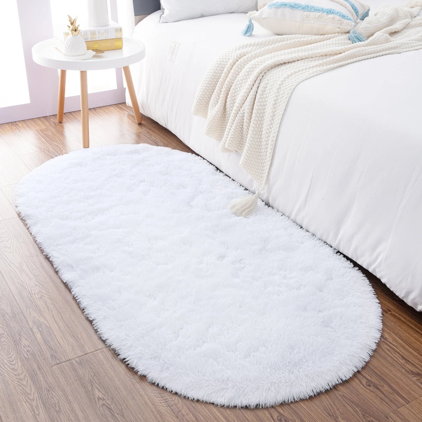 Faux Fur Oval Long Hair Area Rugs