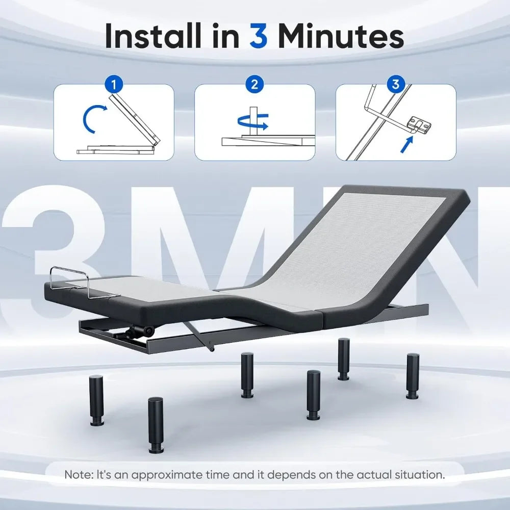 Split King Adjustable Bed Frame with Massage – Electric Base with Adjustable Legs, USB Ports & Wireless Remote