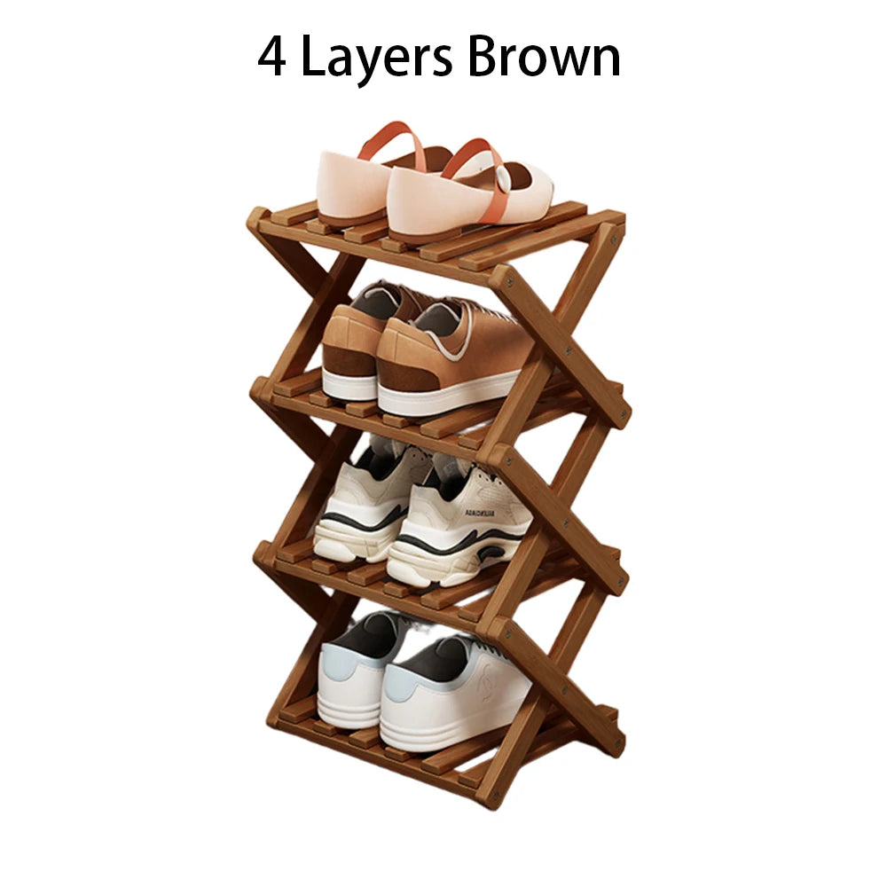 Bamboo Foldable Shoe Rack – Multifunctional Free-Standing Shoe Organizer for Bedroom, Entryway & Corridor