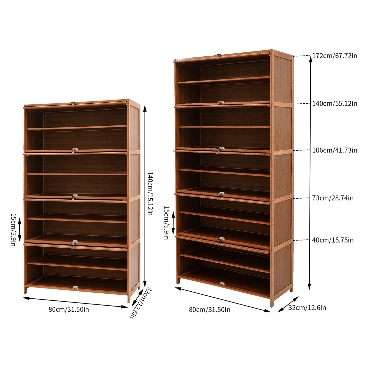 Large Capacity Free Standing Shoe Cabinet with Doors