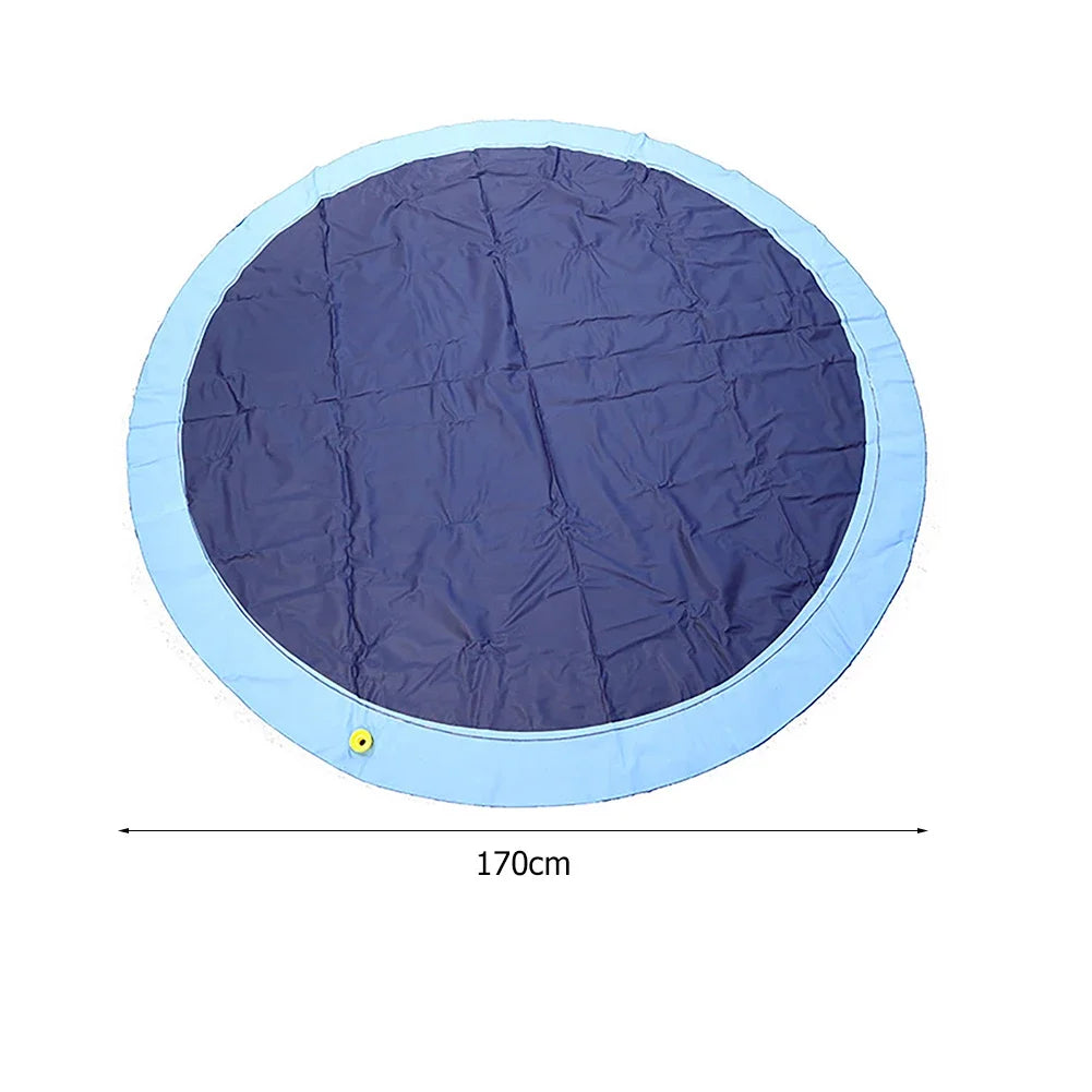 Summer Pet Sprinkler Pad – 100/150/170cm Inflatable Cooling Mat & Splash Pool for Dogs, Outdoor Water Spray Pad Bathtub for Pets