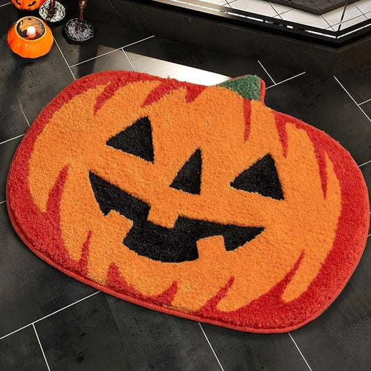 Halloween Pumpkin Bath Mat – Non-Slip, Absorbent & Washable Rug for Bathroom, Shower, Tub & Fall Home Décor