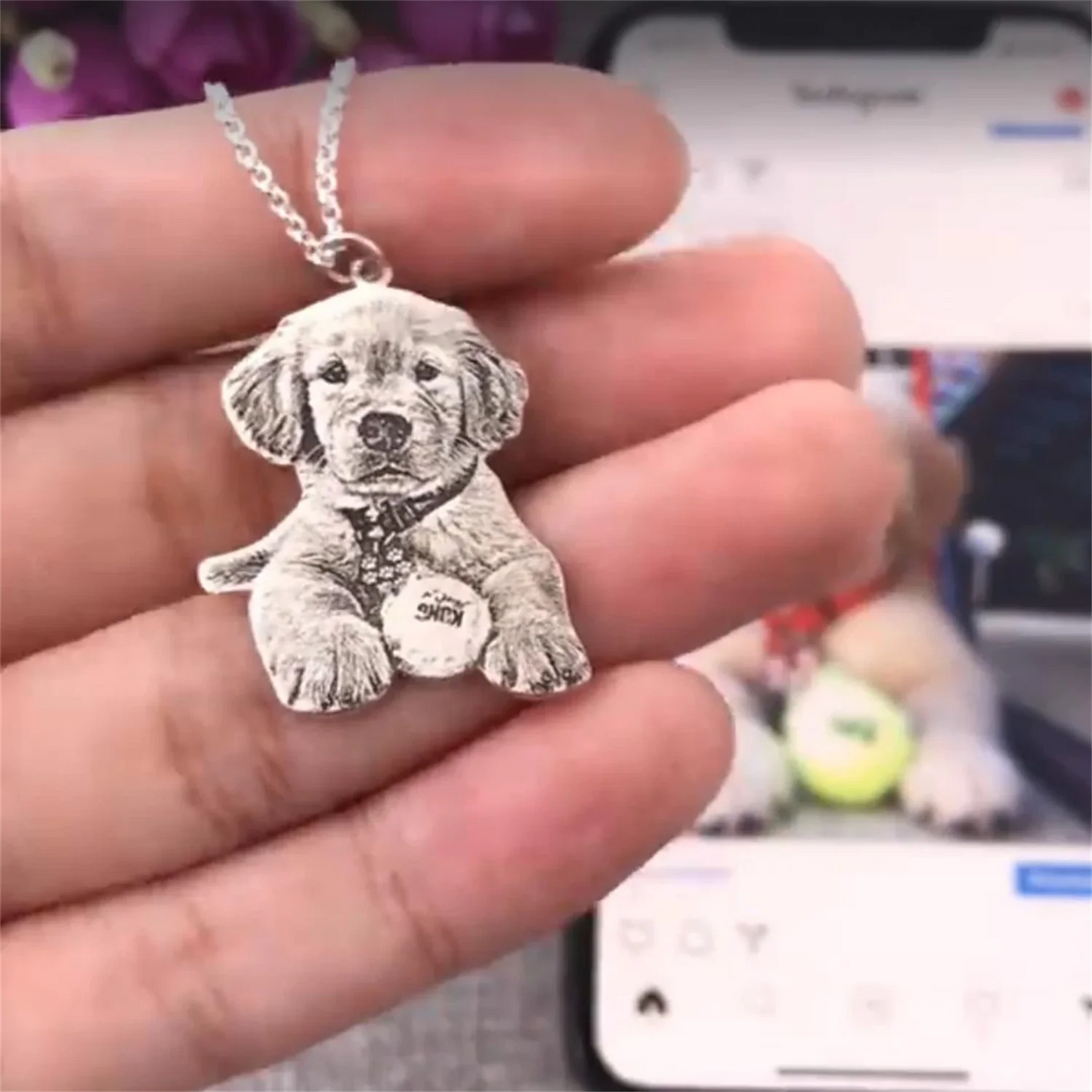 π€ Custom Frosted Engraved Pet Picture Necklace β Personalized Stainless Steel Portrait Pendant β Memorial Jewelry for Women & Men (Gold/Silver/Rose Gold)