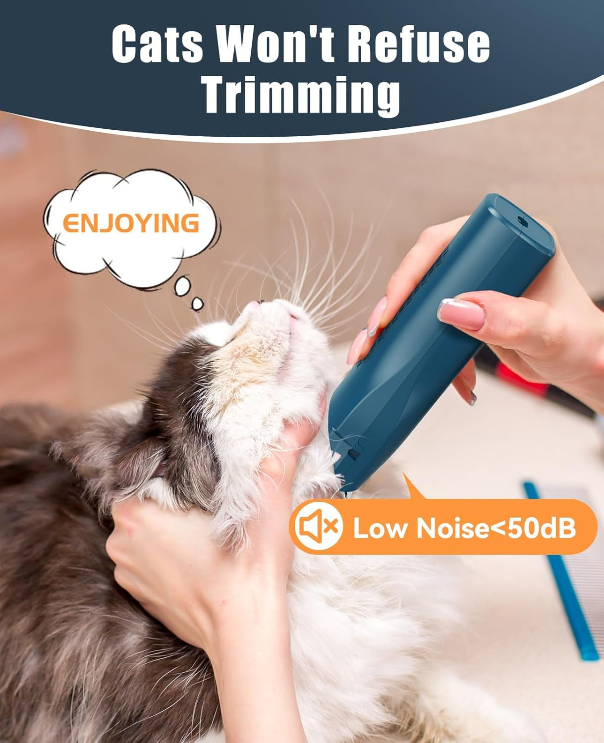 Oneisall Pet Clipper – Quiet Hair Trimmer for Cats with Matted Hair
