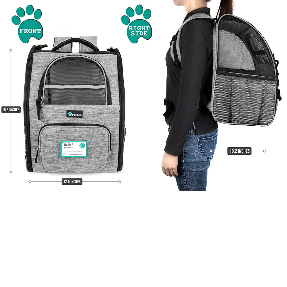 Ventilated Pet Backpack Carrier – Airline Approved Dog & Cat Travel Backpack, Grey