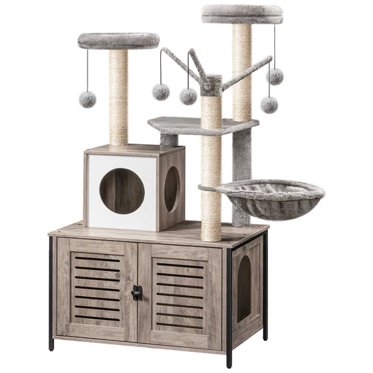 Burslem 52" Cat Tree with Litter Box Enclosure – Multi-Level Cat Tower for Climbing, Lounging & Scratching