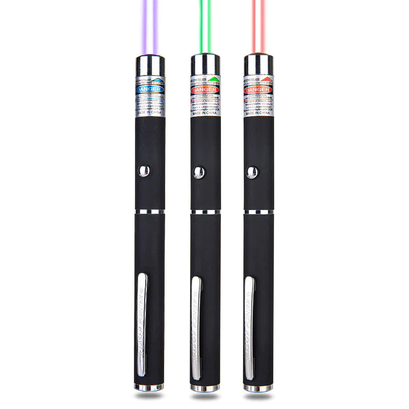 3-Pack 900 Mile Laser Pointer Pen – Green, Blue & Red Visible Beam