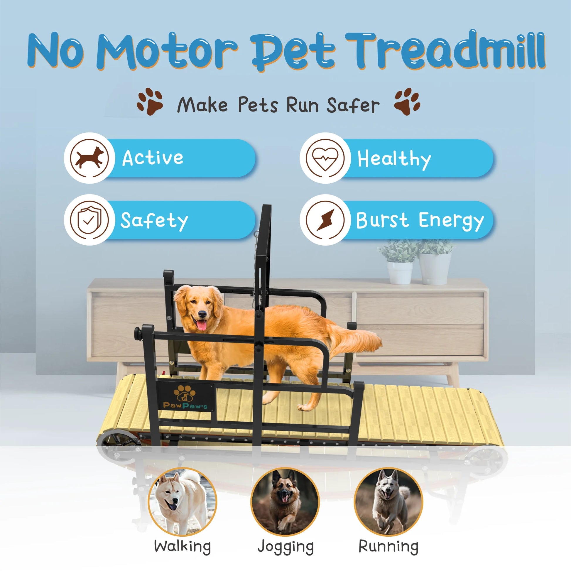 Dog Treadmill for Large & Medium Dogs – Indoor/Outdoor Slatmill for Dogs up to 220 lbs