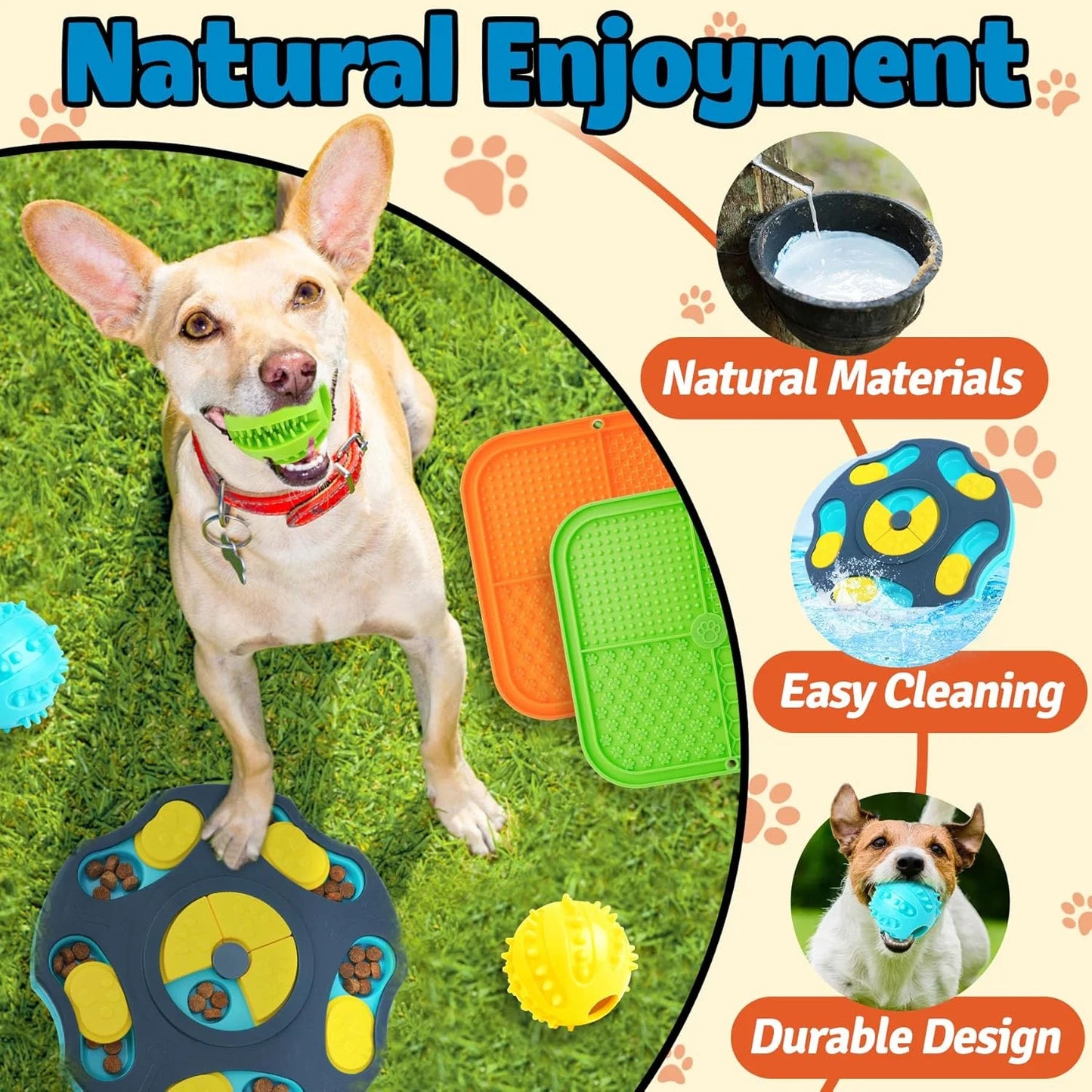 9-Piece Dog Puzzle Toy Set – Interactive Enrichment Toys with Lick Mat & Treat Balls