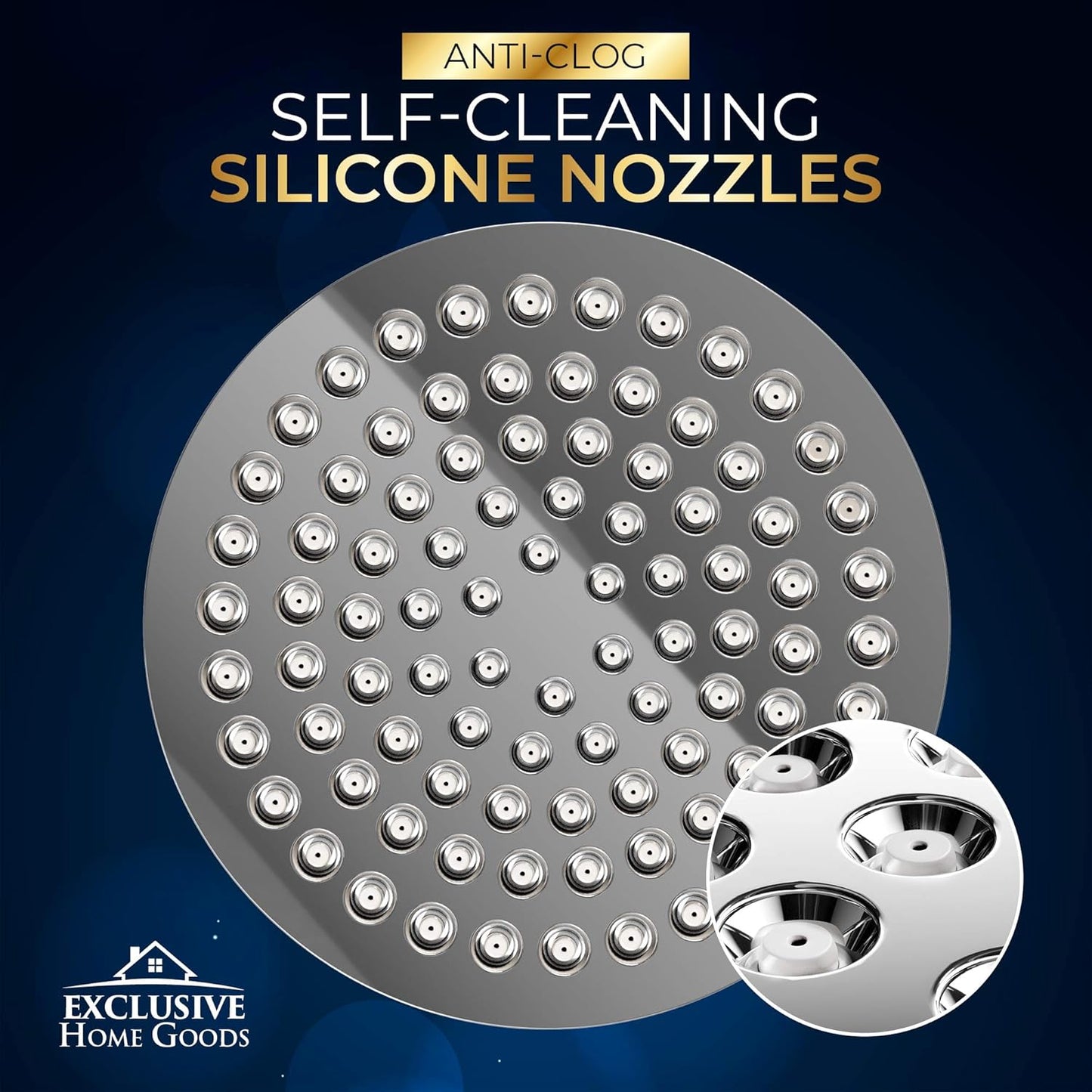 Luxury Rainfall Shower Head – High-Pressure 6" Chrome Showerhead with Anti-Clog Silicone Nozzles (2.5 GPM)
