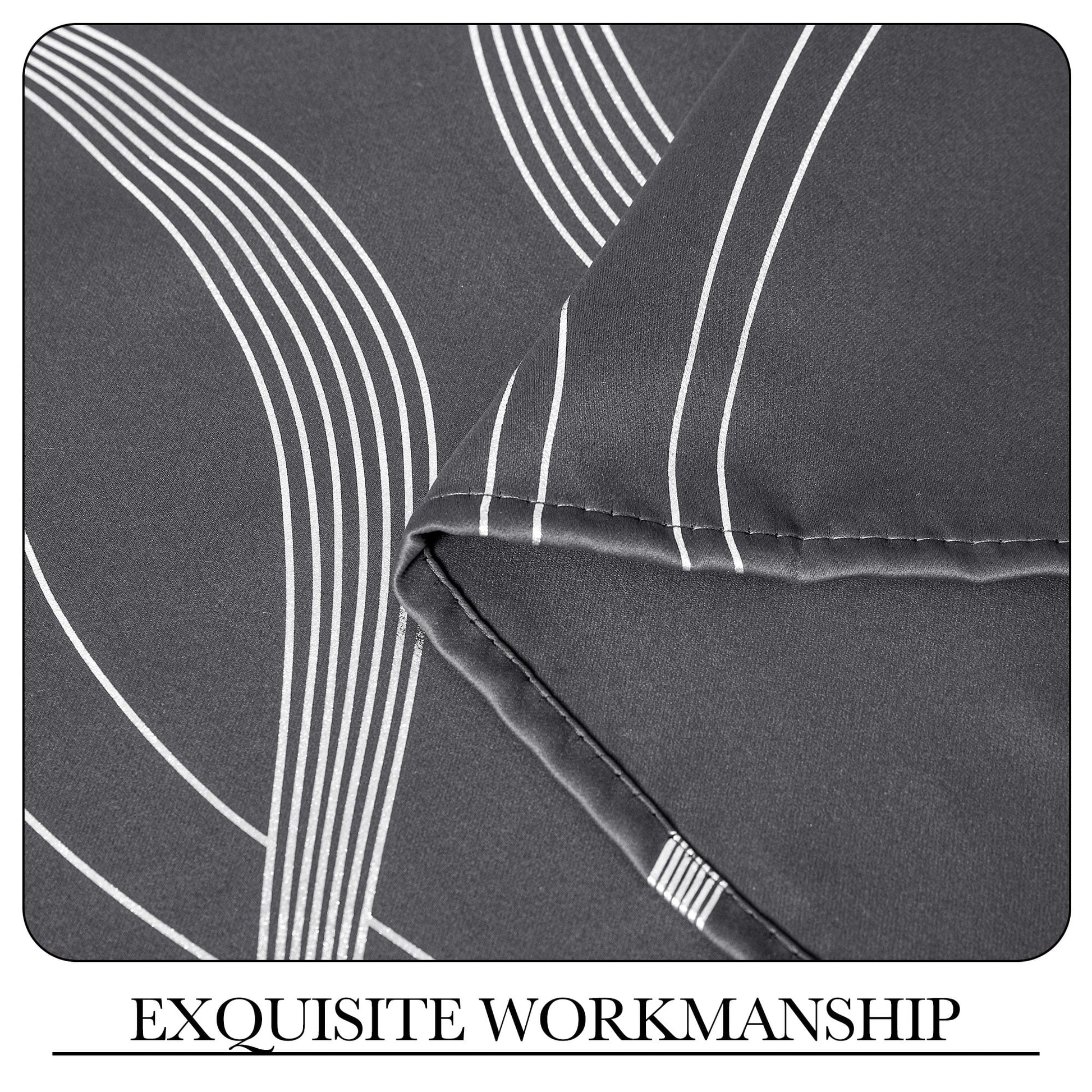 Blackout Thermal Insulated Curtains – 2 Panels, Grey Wave-Line Embossed, 52" W x 84" L