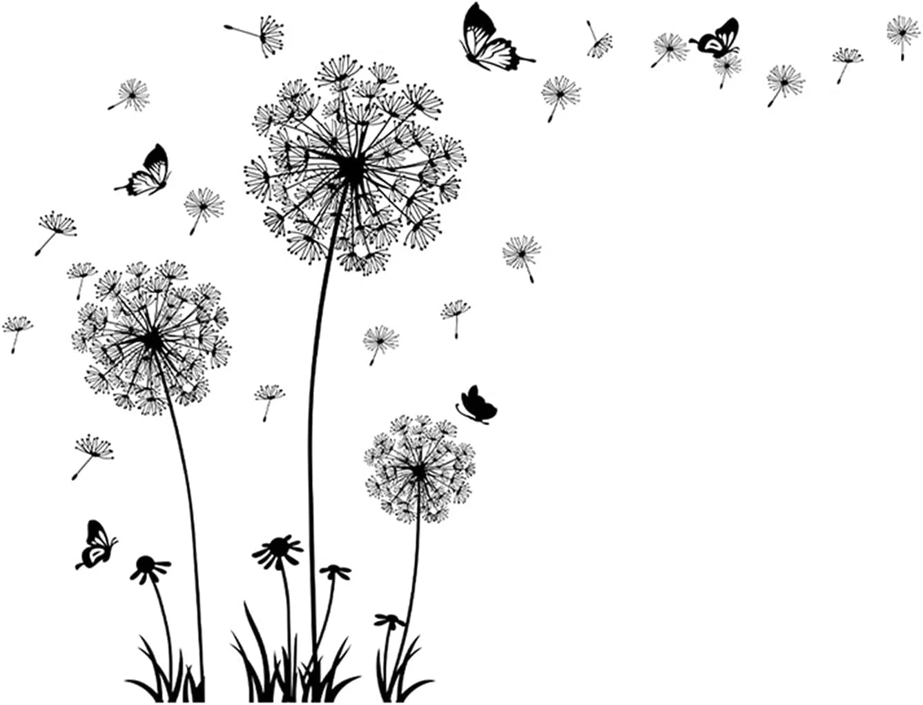 Dandelion & Butterfly Wall Decals – 2-Set Floral Peel and Stick Wall Art