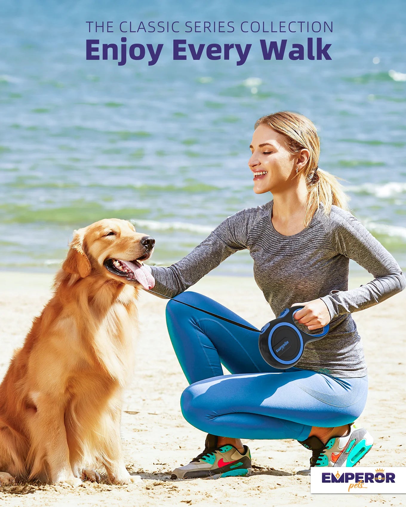 16 Ft Retractable Dog Leash for Small Dogs – Heavy-Duty Leash for Pets up to 44 lbs, Blue
