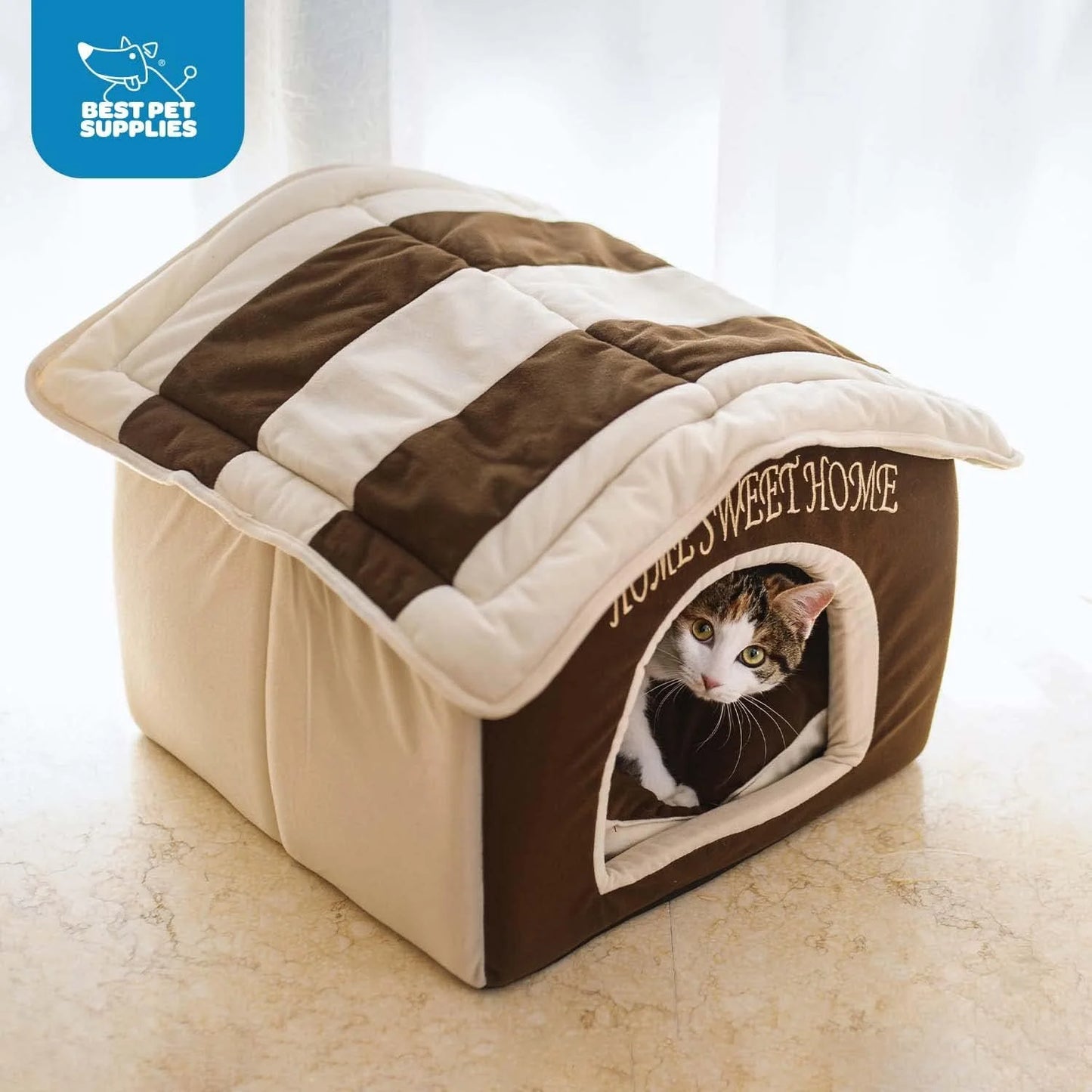 Portable Indoor Pet House – Cozy Shelter for Cats & Small Dogs, Cream