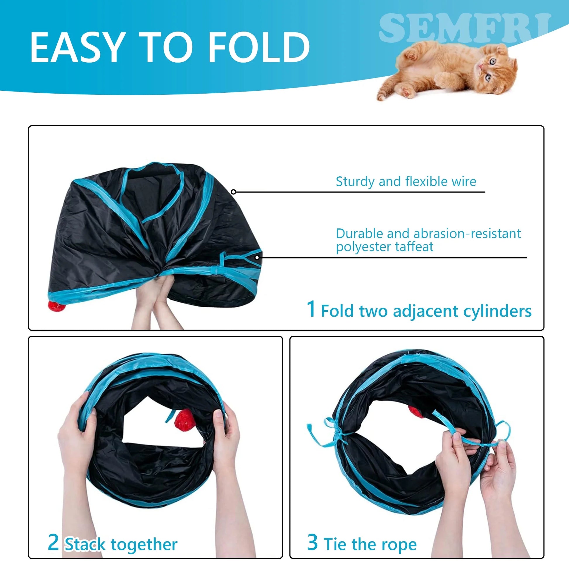 22-Piece Cat Toy Set with Collapsible Tunnel – Interactive Kitten Toys for Cats & Puppies