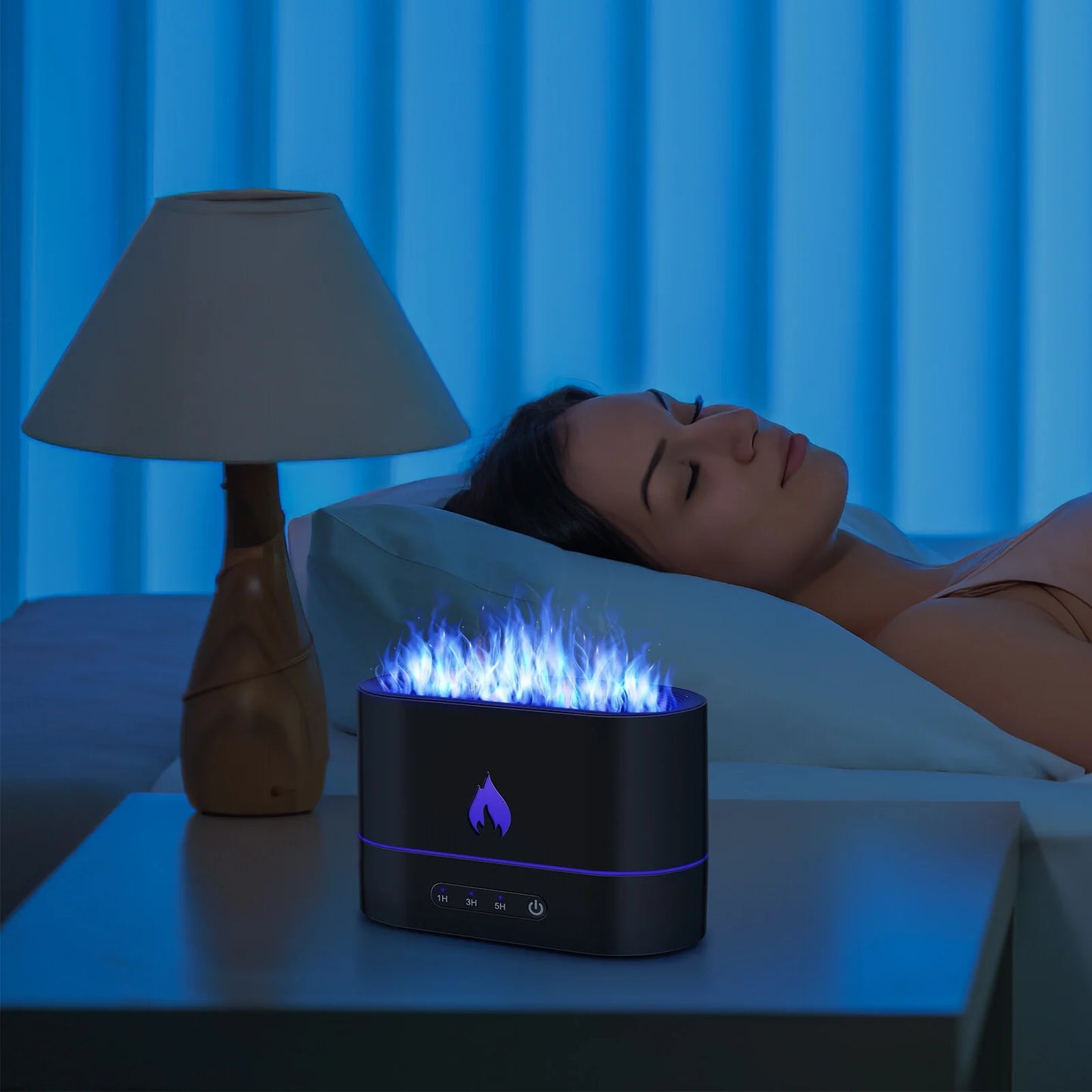LED Flame Humidifier & Essential Oil Diffuser – Noiseless Aroma Mist with 3 Timer Modes, Auto Shut-Off