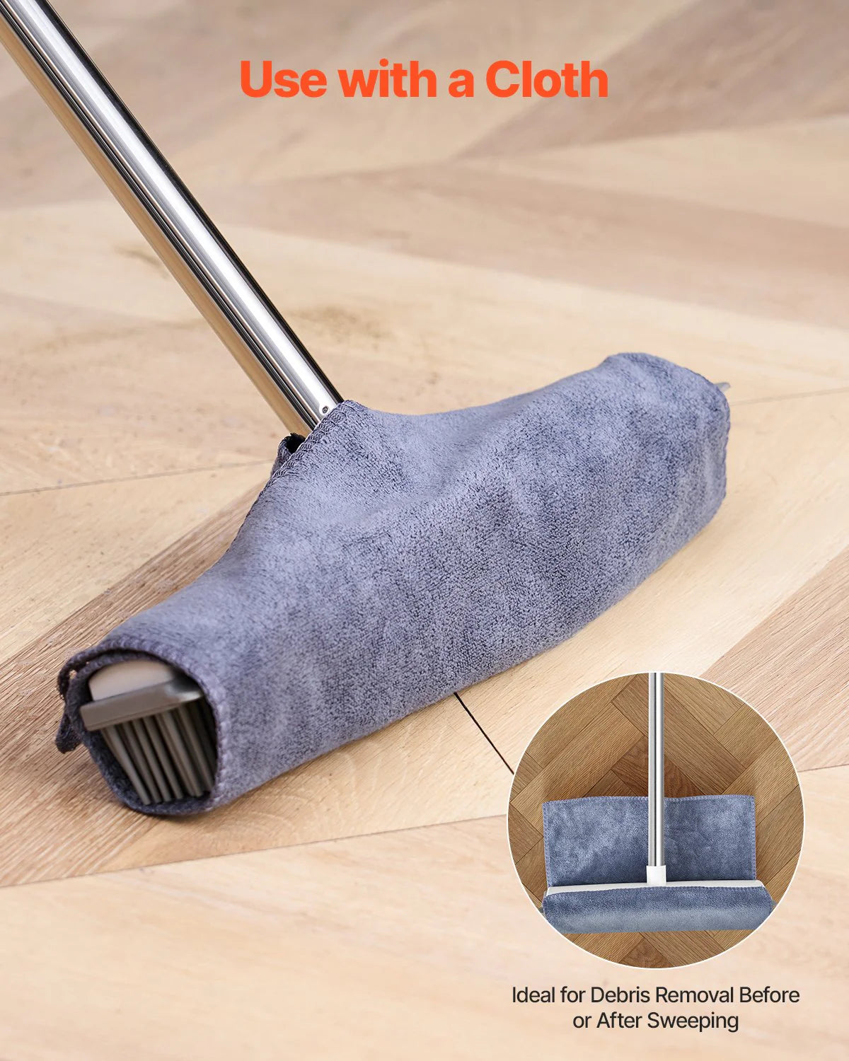 Adjustable Long-Handle Pet Hair Removal Broom – 58.46" Rubber Broom for Dogs & Cats