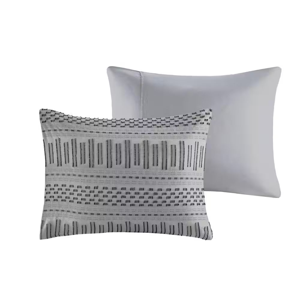 Rhea 3-Piece Grey & Black Cotton Comforter Set – King/California King