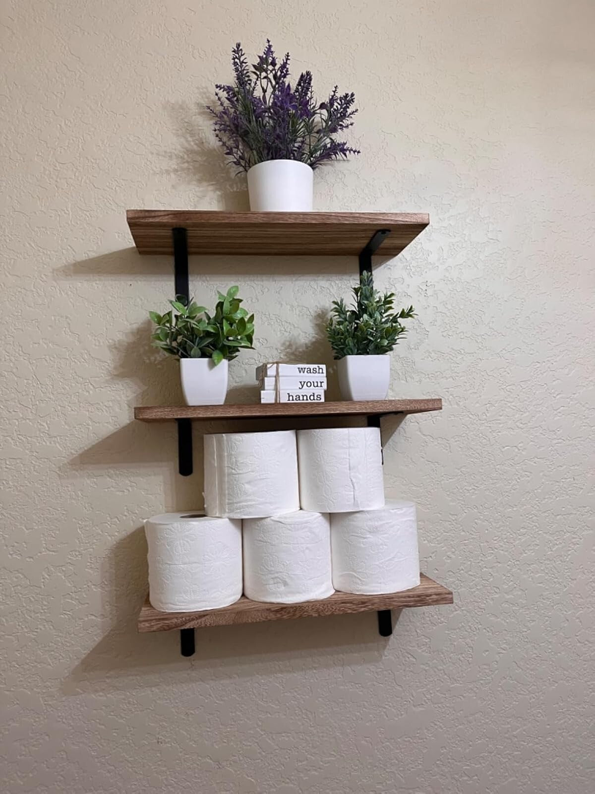 Rustic Wood Floating Shelves – 6 Pack Farmhouse Wall Shelves for Bedroom or Living Room