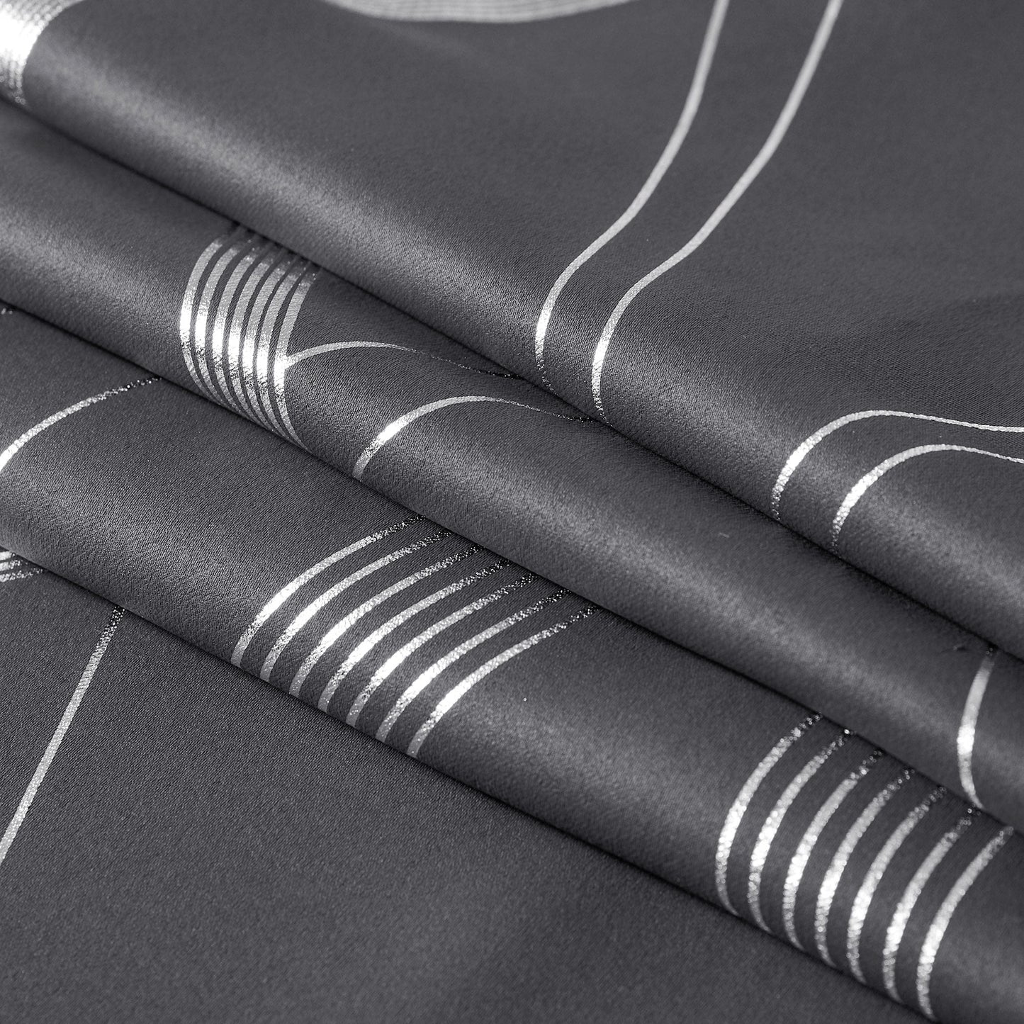 Blackout Thermal Insulated Curtains – 2 Panels, Grey Wave-Line Embossed, 52" W x 84" L