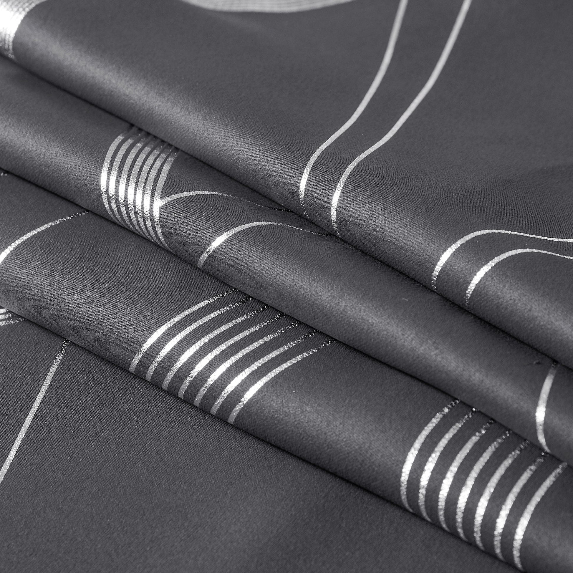 Blackout Thermal Insulated Curtains – 2 Panels, Grey Wave-Line Embossed, 52" W x 84" L
