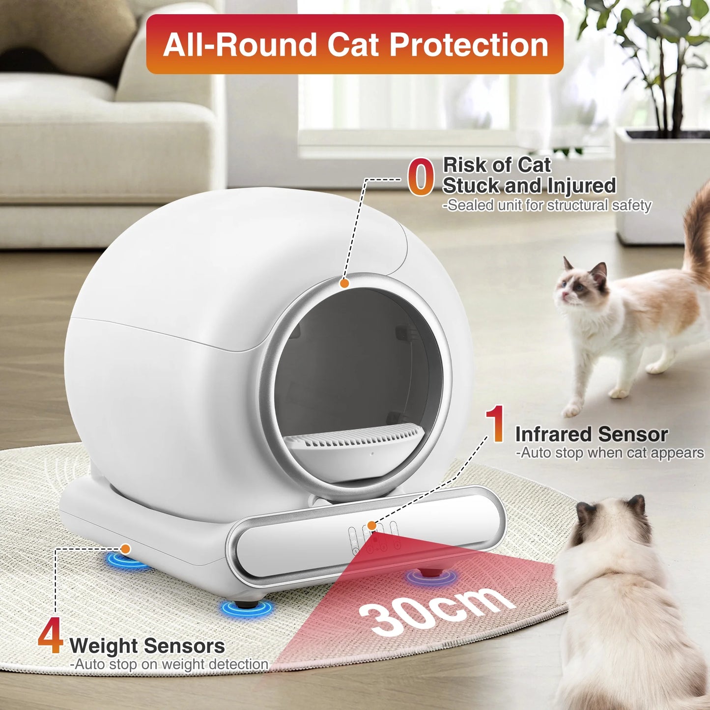Self-Cleaning Automatic Cat Litter Box with App Control – Large Capacity, WiFi Enabled